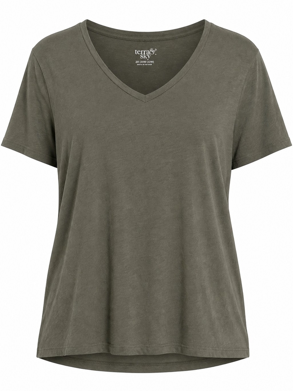 terra & sky Olive V-Neck Women's Tee